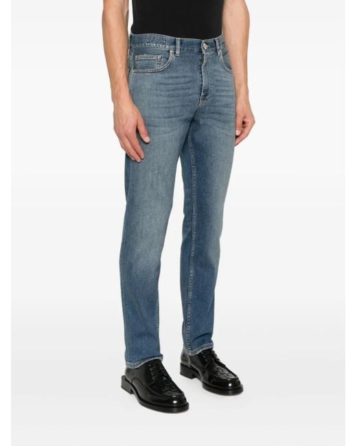 Eleventy Blue Faded-Effect Tapered Jeans for men