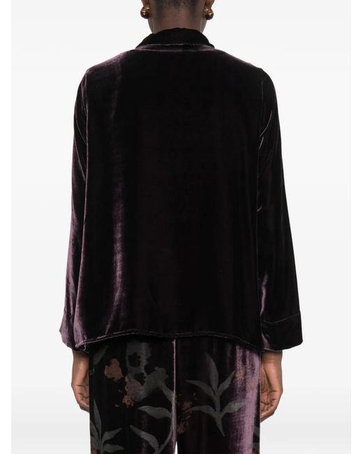 Whyci Black Velvet Long-Sleeve Shirt