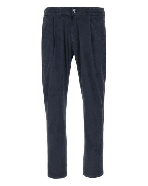 Herno Blue Pleated-Detail Trousers for men