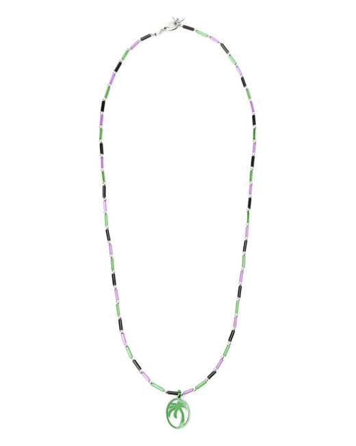 Palm Angels White Palm Motif Beads Necklace for men