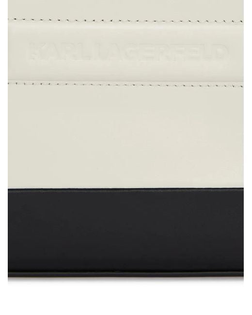 Karl Lagerfeld White Colour-Block Debossed-Logo Shoulder Bag