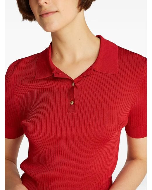 Tommy Hilfiger Red Ribbed Polo Shirt