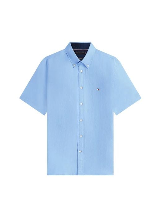 Tommy Hilfiger Blue Chemise Boutonnée À Manches Courtes for men
