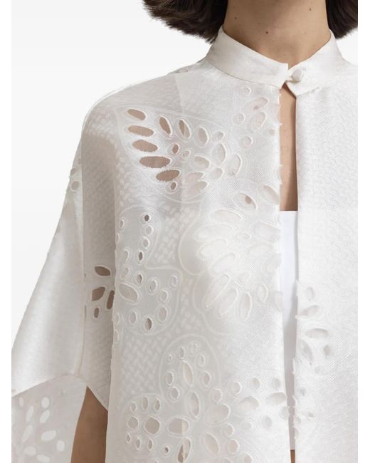 Gemy Maalouf White Open Floor-Length Cape