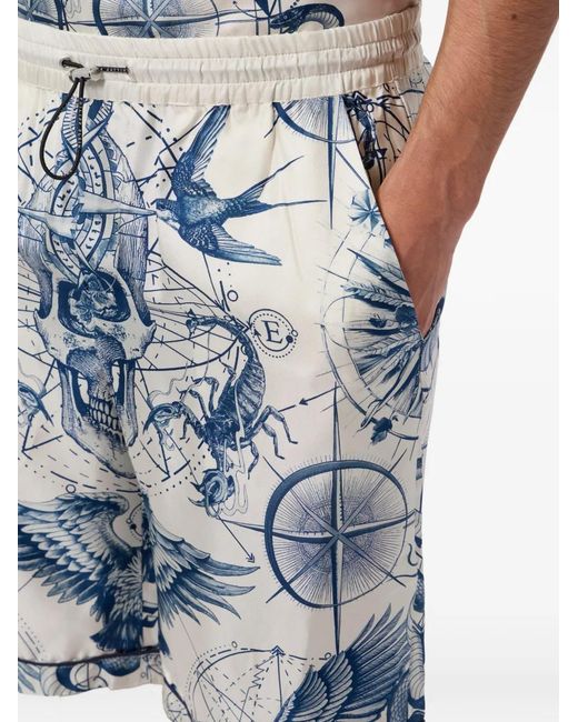 Philipp Plein Blue Printed Shorts for men
