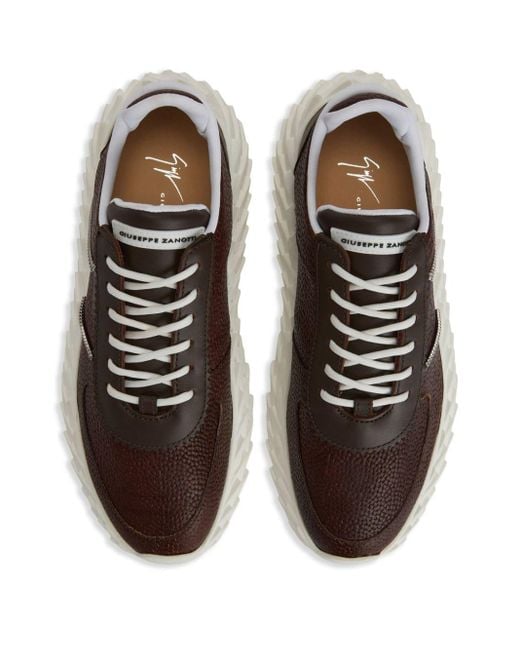 Giuseppe Zanotti Brown Urchin Panelled Leather Sneakers for men