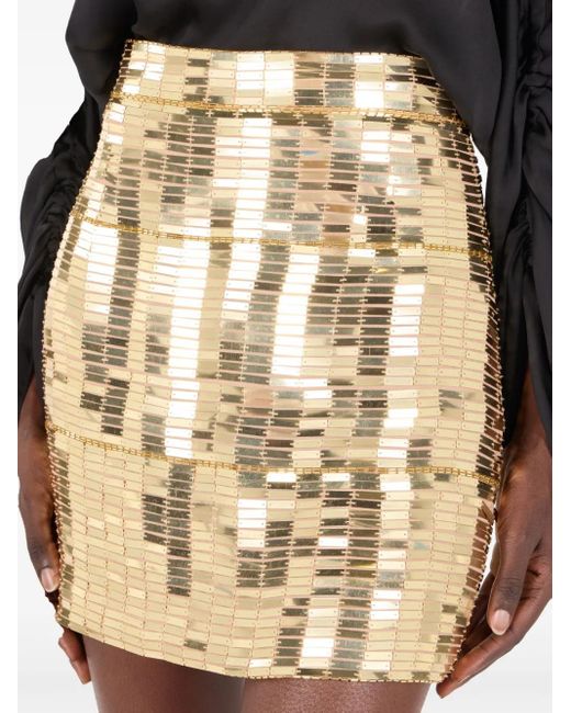Roberto Cavalli Natural Sequin-Embellished Mini Skirt