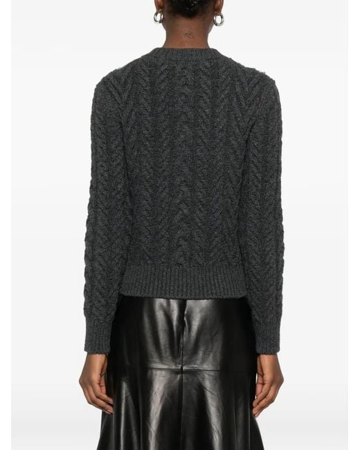 McQueen Black Crystal-Embellished Cable-Knit Cardigan