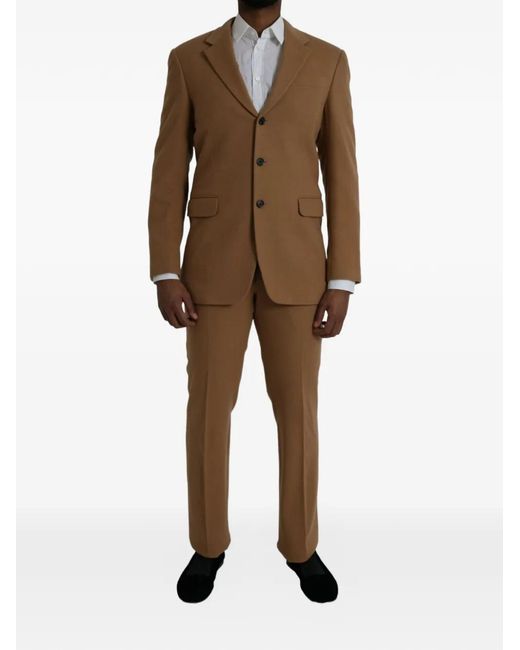 Prada Brown Single-Breasted Wool Suit for men