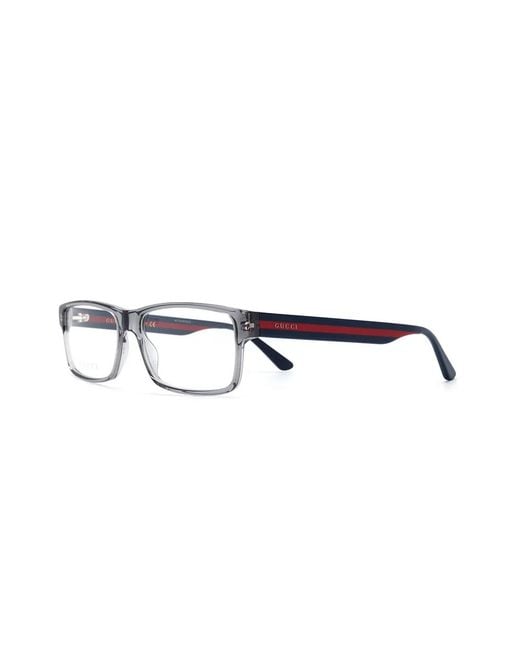 Gucci Brown Web Detail Rectangular-Frame Glasses for men