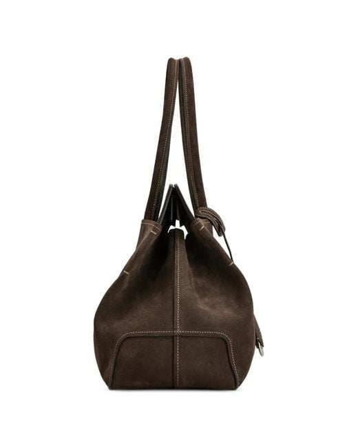Tod's Brown Suede Logo-Patch Tote Bag