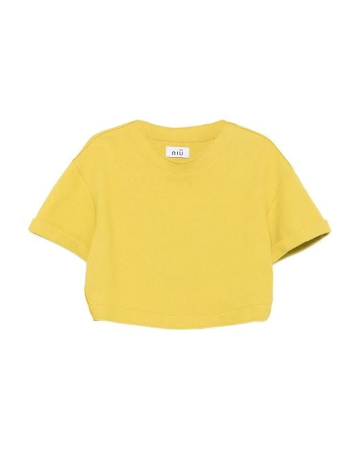 Niu クロップド Tシャツ Yellow
