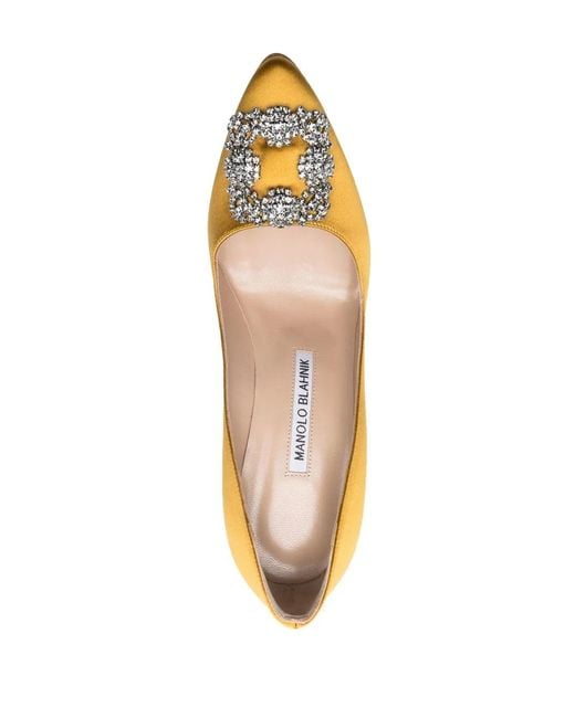 Manolo Blahnik Metallic 105Mm Hangisi Satin Pumps