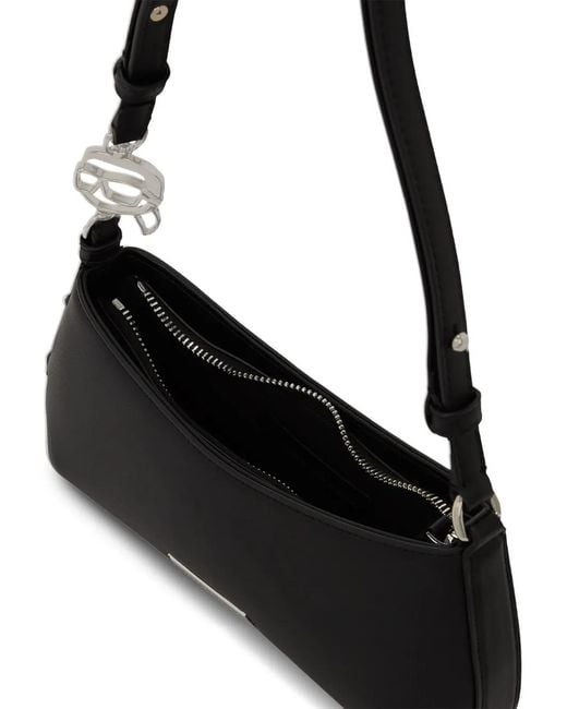 Karl Lagerfeld Black Mini Logo-Plaque Shoulder Bag