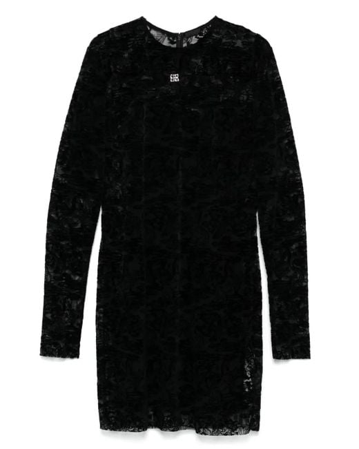 Givenchy Black Botanical-Motif Mini Dress