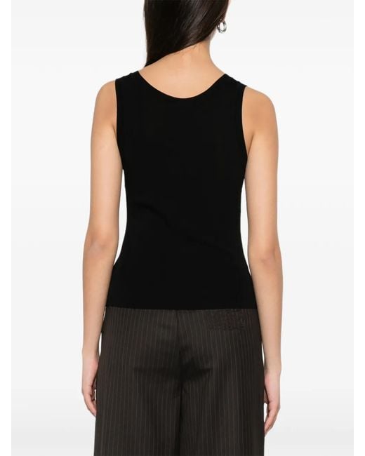 Le Petite Pulle Black Scoop-Neck Top
