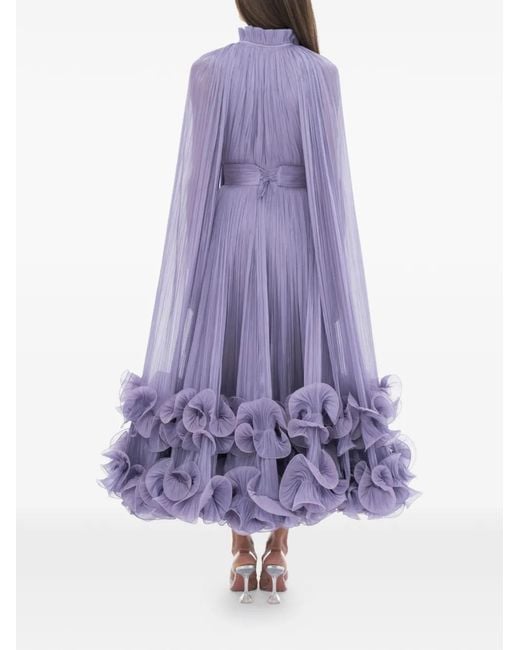 Ana Radu Purple Pleated Cape Dress