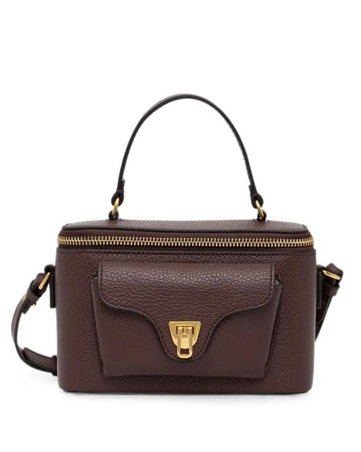Coccinelle Brown Mini Beat Generation Grained-Leather Tote Bag
