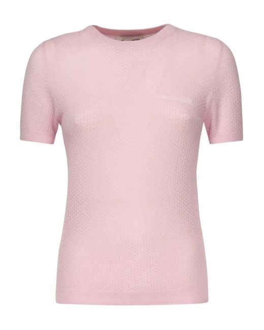 Top Con Intarsio di Miu Miu in Pink