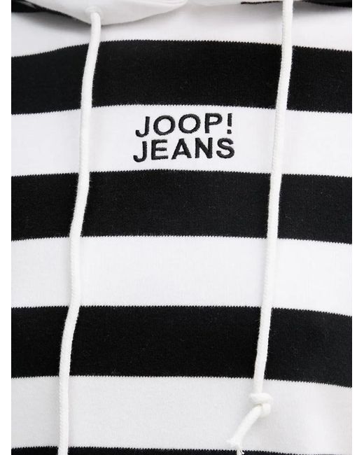 Joop! White Striped Logo-Embroidered Hoodie