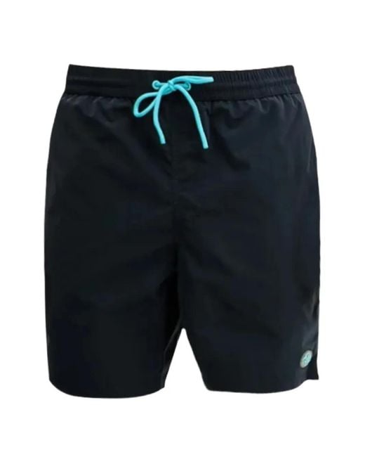 Guess Blue Logo-Patch Swim Shorts for men