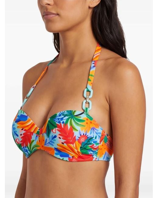 Marlies Dekkers Red Paradisa Floral-Print Bikini Top