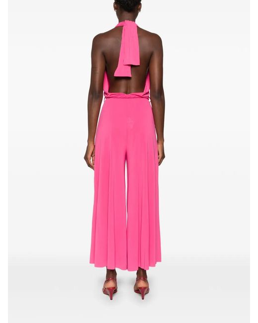 Kaos Pink Halterneck Braided-Belt Jumpsuit