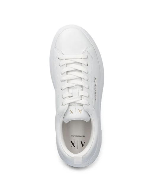 ARMANI EXCHANGE White Logo-Embossed Platform Sneakers