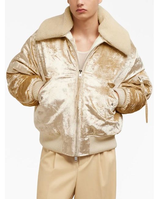 AMI Natural Metallic Velvet Bomber Jacket