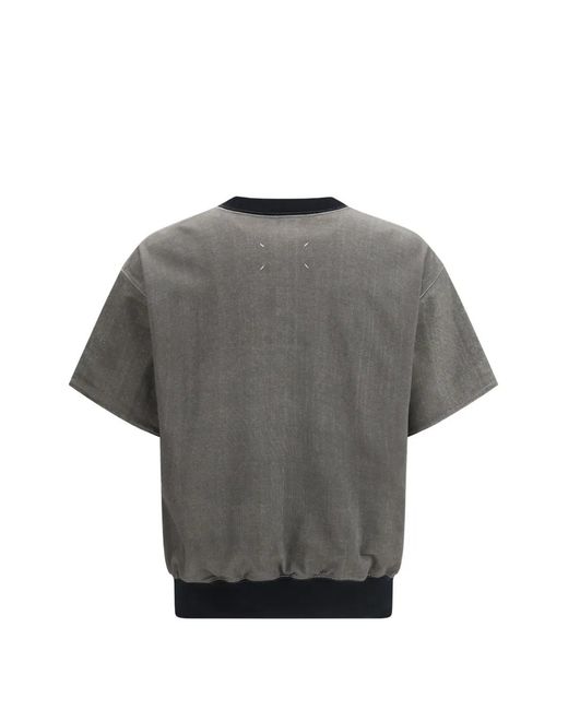 Maison Margiela Gray Flocked Logo Short Sleeve T-Shirt for men