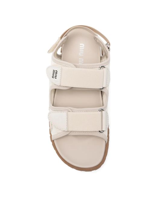 Miu Miu White Touch-Strap Sandals