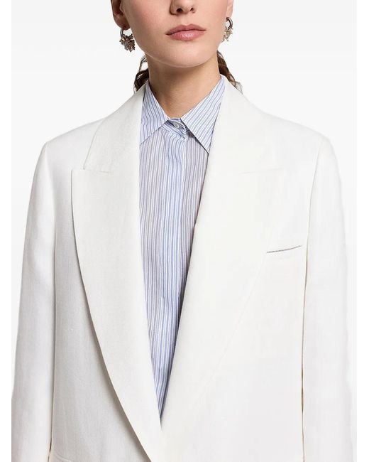 Peserico White Linen Gabardine Blazer