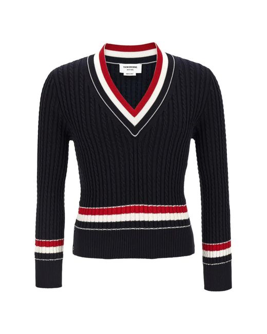 Thom Browne Blue Rwb Intarsia Sweater for men