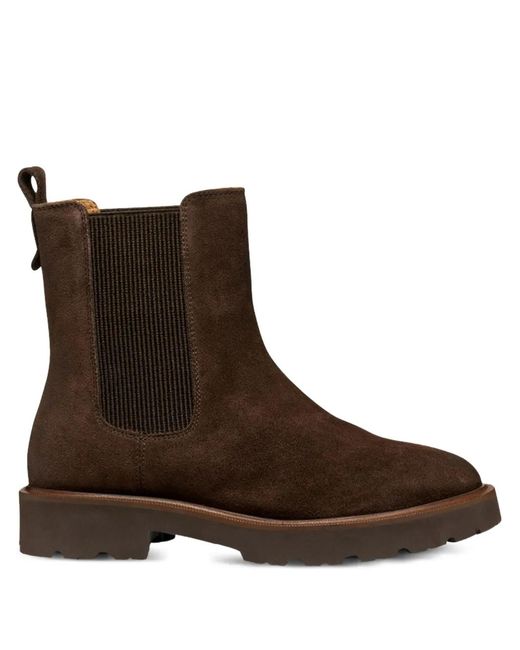 Geox Brown Elasticated-Panel Chelsea Boots