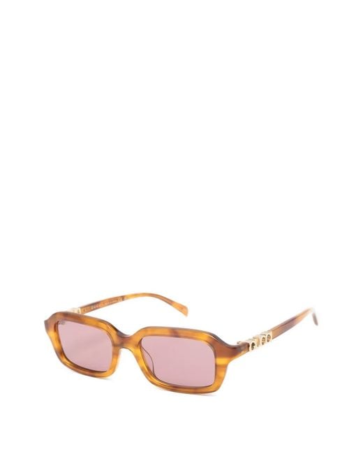 Gucci Pink Logo-Rectangular Sunglasses