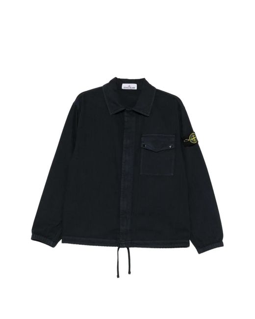 Stone Island Black Chemise À Motif Compass Et Poche Plaquée for men