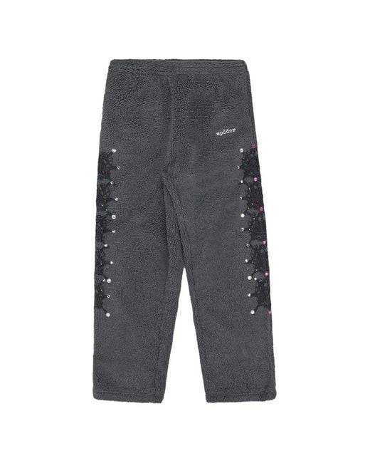 Sp5der Gray Webstone Fleece Track Pants for men
