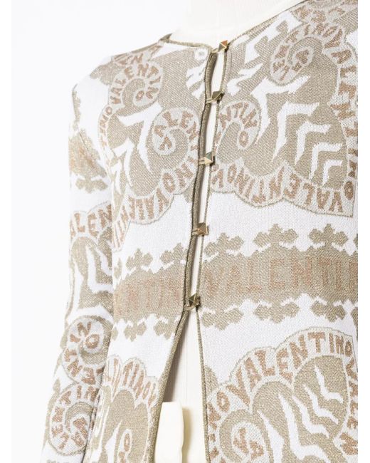 Valentino Garavani White Geometric-Print-Finish Cape