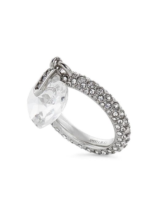 Jimmy Choo White Heart-charm Crystal Ring