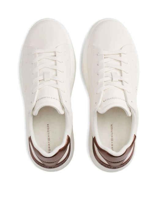 Tommy Hilfiger Natural Logo Leather Sneakers