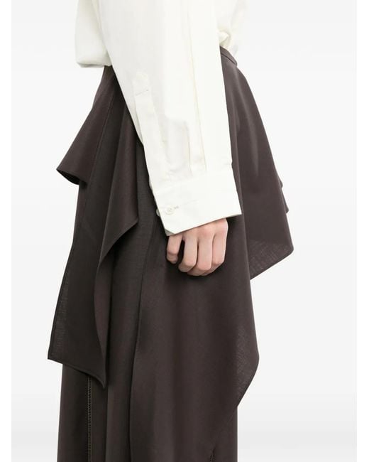 YANGKEHAN Brown Ruffled Panelled Trousers