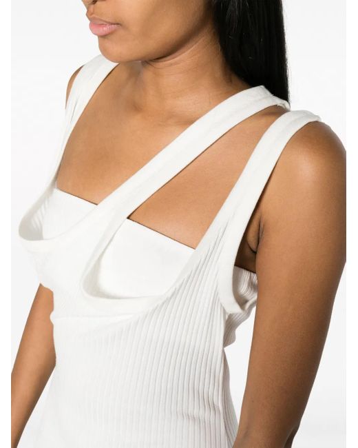 The Attico White Ribbed Jersey Midi Dress