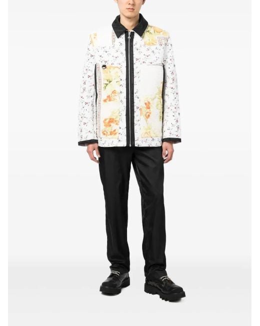 MARINE SERRE White Floral-Patchwork Quilted Jacket for men