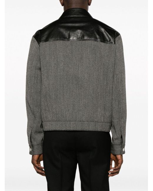 Versace Panelled Buttondown Leather Jacket in Black for Men Lyst