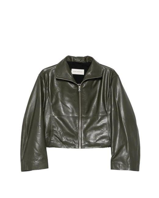 Nour Hammour Green Etienne Leather Jacket