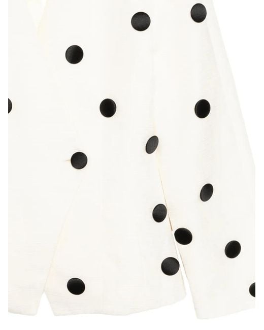 D'Estree White Polka-Dot Button-Embellished Jacket