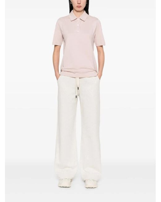 Moncler Pink Polo Mc Nude Shoulder Logo Patch