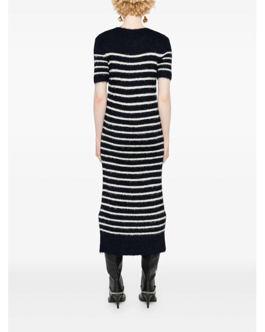 Khaite Black Stripe-Pattern Knitted Tube Dress