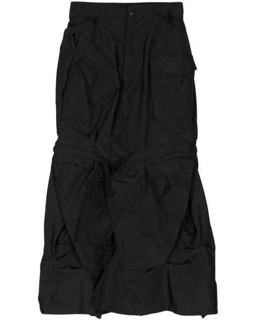 Junya Watanabe Black Asymmetric Cargo Midi Skirt