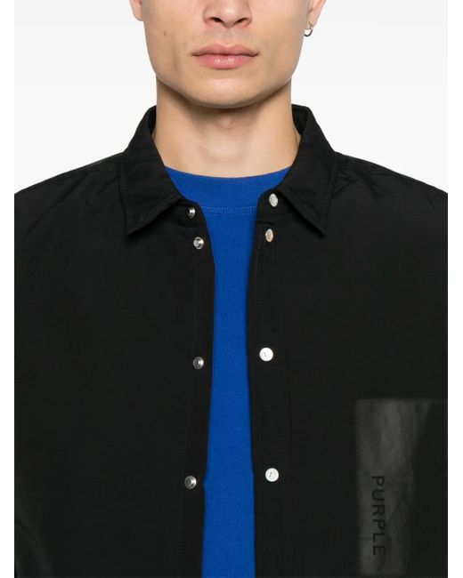 Sobrecamisa con logo estampado Purple Brand de hombre de color Black